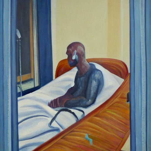 Painting of Man in Hospital Bed - Near Death Experience